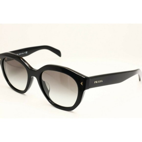 Prada SPR 12S-F 1AB-0A7 Cat Eye Black Sunglasses Gray Lenses 53mm (A)